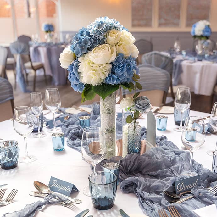 Table centres and wedding table setup - Camellio Wedding Planning and Events - Essex Wedding Planner