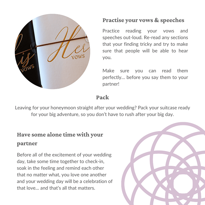 Top Tips for the week before your Wedding - Camellio Wedding Planning and Events - Essex Wedding Planner