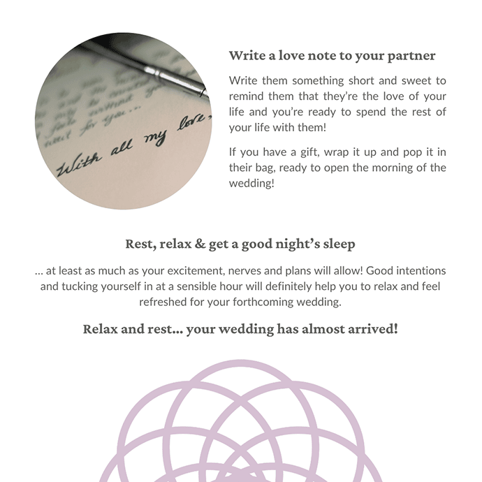 Top Tips for the week before your Wedding - Camellio Wedding Planning and Events - Essex Wedding Planner